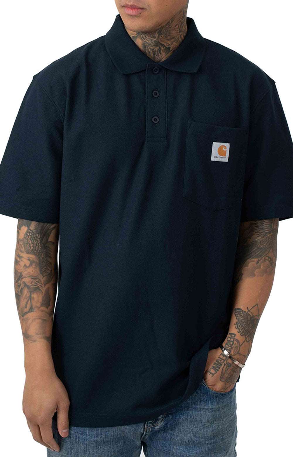 (K570) Contractor's Work Pocket Polo - Navy
